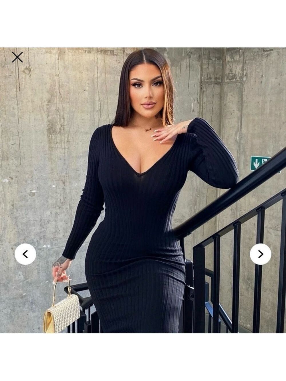 Fashion Nova Black Kallan Ribbed Knit Bodycon Maxi Dress 2X